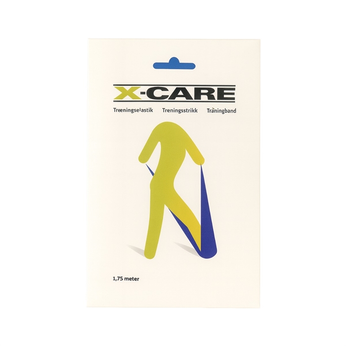 X-Care Træningselastik medium hård, 1,75 meter, blå