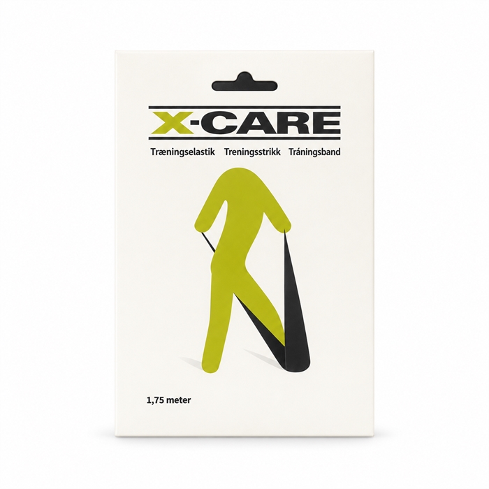 X-Care Træningselastik hård, 1,75 meter, sort