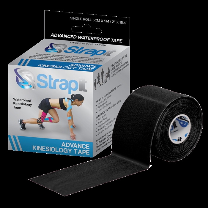 Strapit Advance Kinesiologi tape. 5cm x 5m, sort