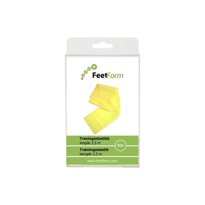 FeetForm Træningselastik light, gul 2,5 meter