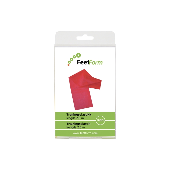 FeetForm Træningselastik medium light, rød 2,5 meter