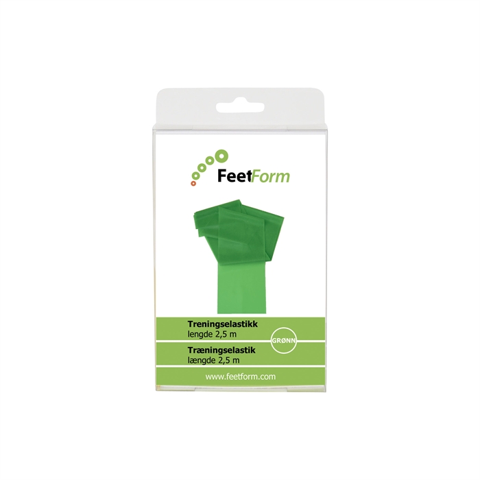 FeetForm Træningselastik medium, grøn 2,5meter