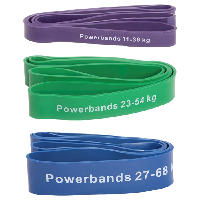 Powerband elastik heavy pakke (lilla, grøn, blå)