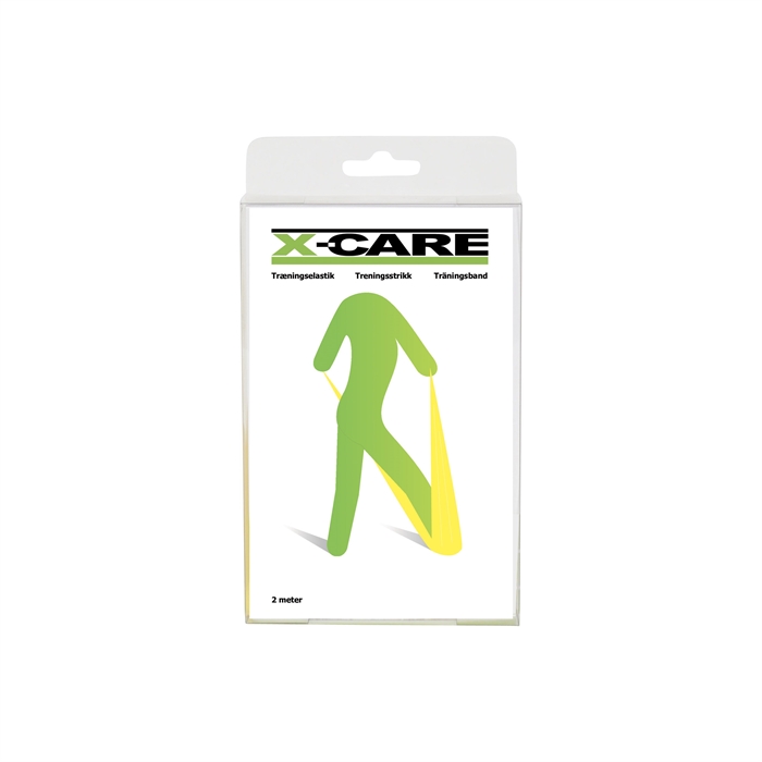 X-Care Træningselastik let, 2 meter, gul
